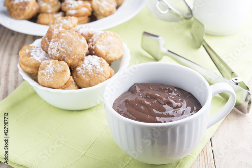 Chocolate dumpling with donuts