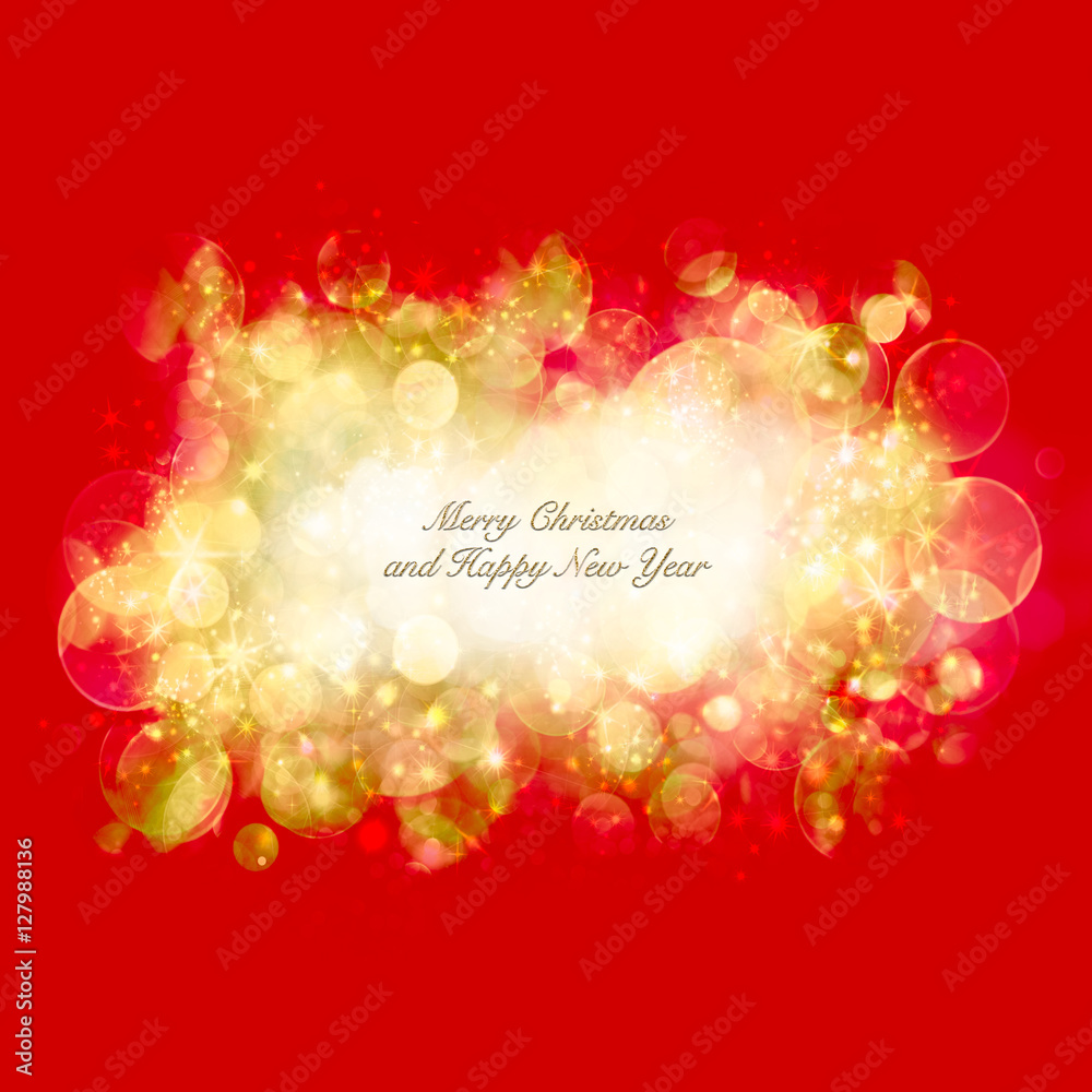 Christmas card with a glittering party bokeh