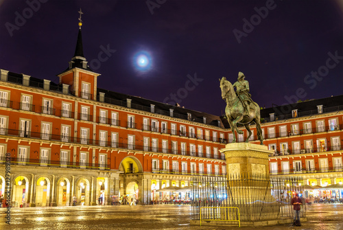 Statue of Philip III on Plaza Mayor in Madrid, Spain