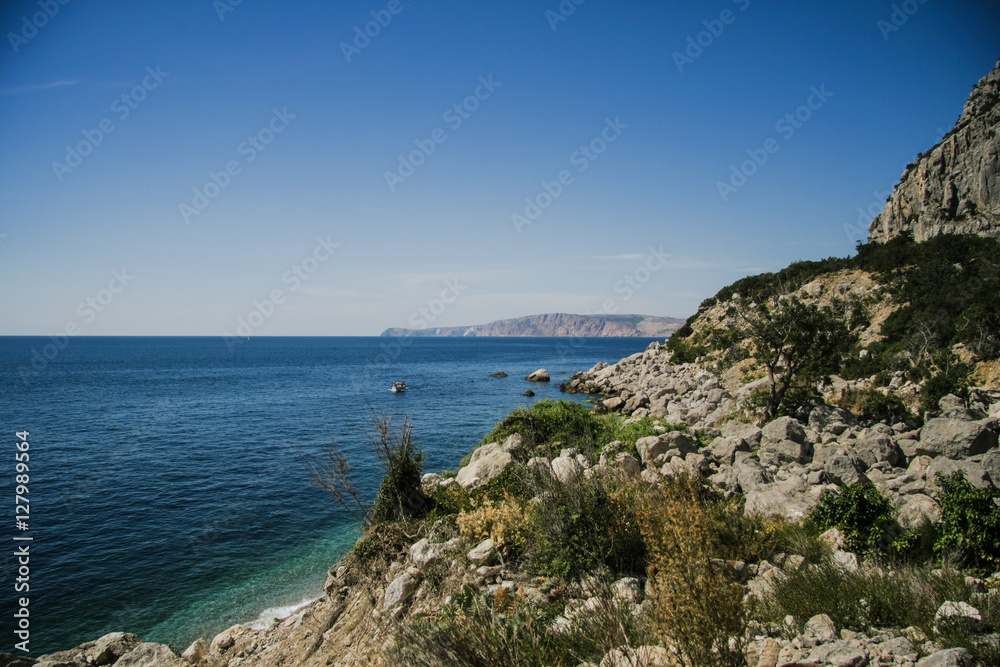 Rocky seacost at daytime, Crimea