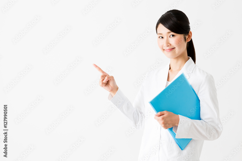 portrait of young asian doctor showing isolated on white background portrait of young asian doctor showing isolated on white background