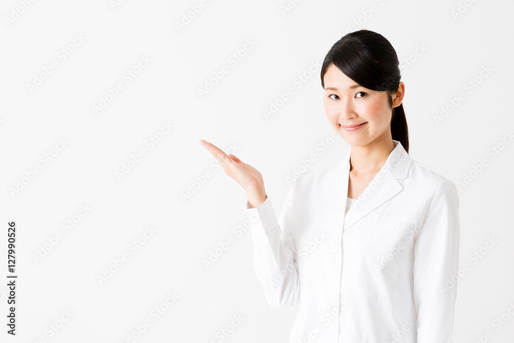 portrait of young asian doctor showing isolated on white background portrait of young asian doctor showing isolated on white background