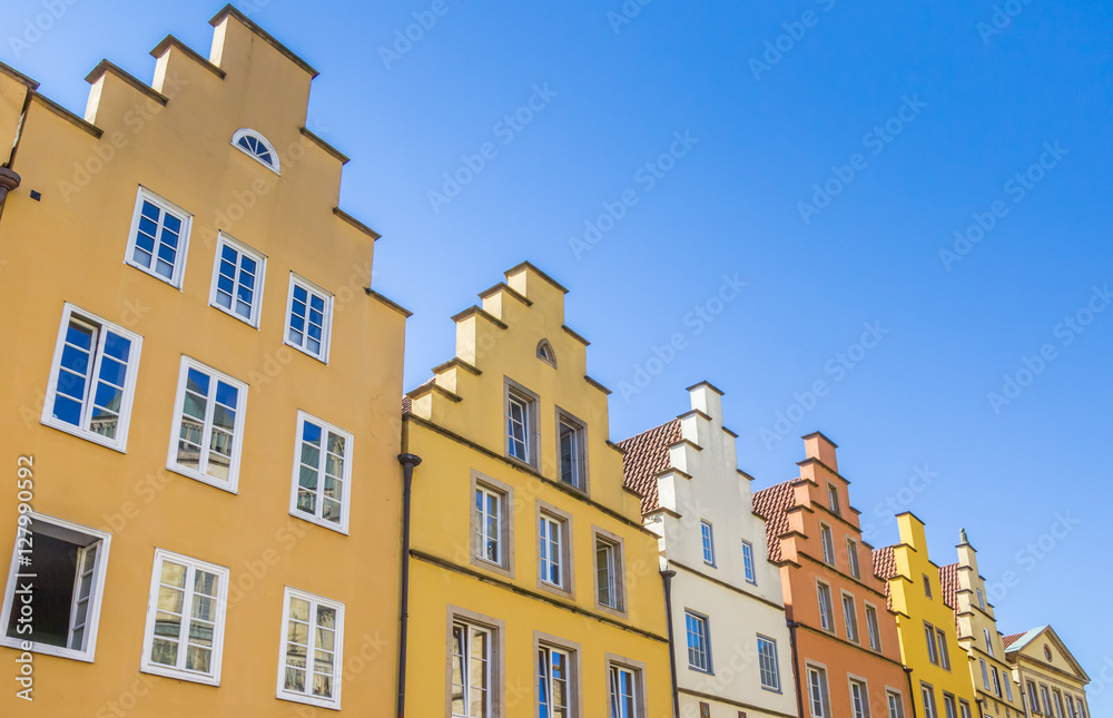 Colorful houses at the central market square in Osnabruck
