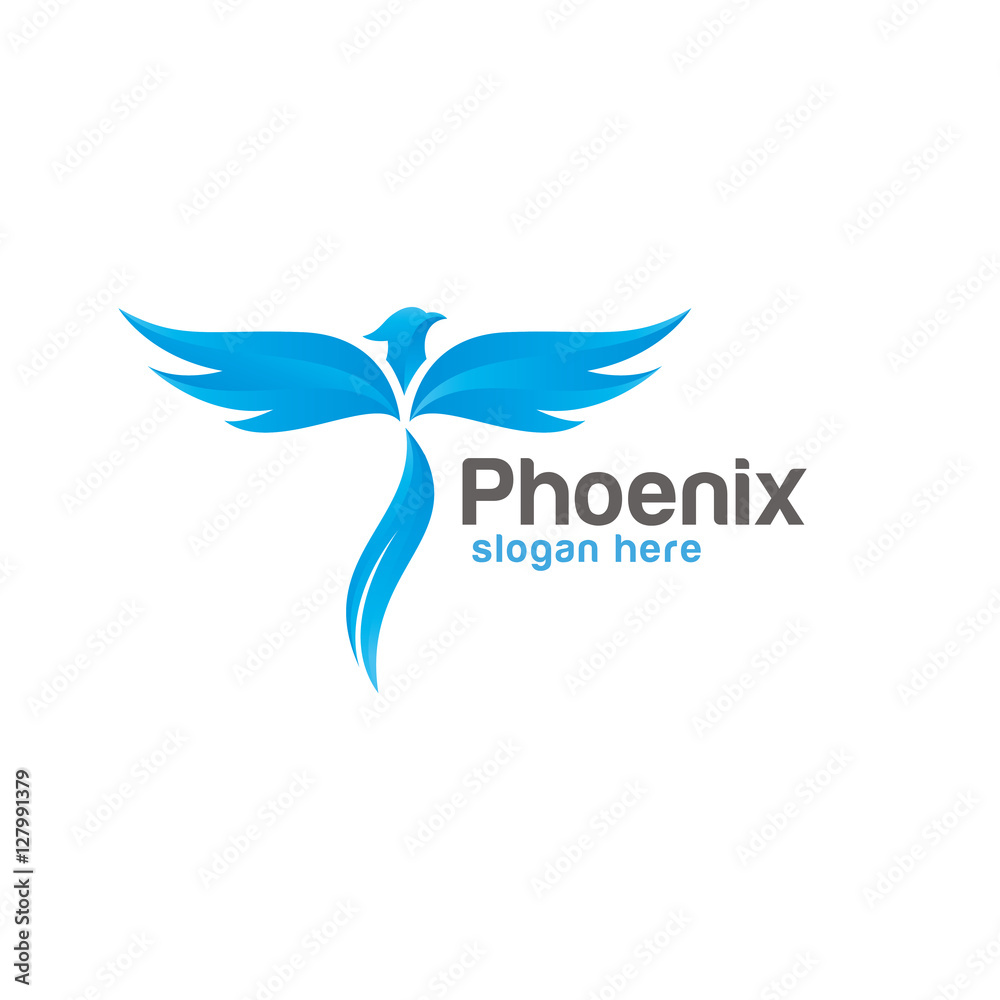 Blue Phoenix logo design vector
