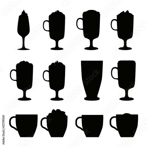 Coffee cups different cafe drinks