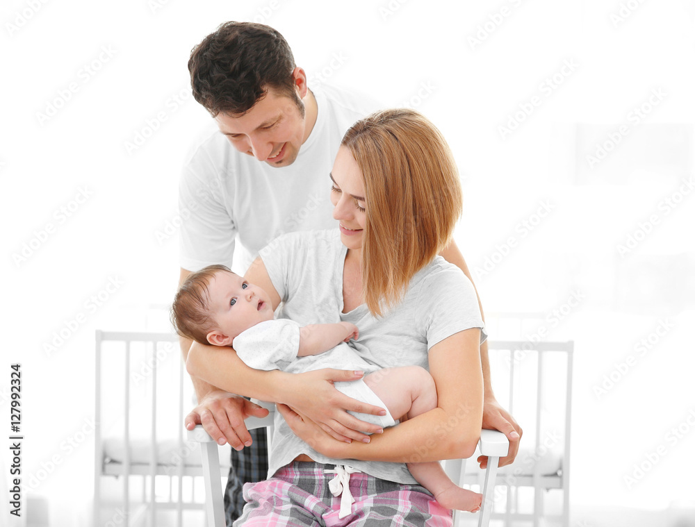 Parents with baby at home Parents with baby at home
