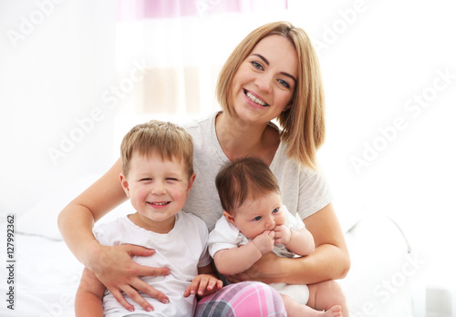 Mother with kids at home