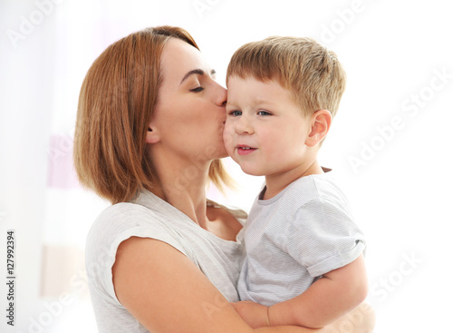 Mother with kid at home