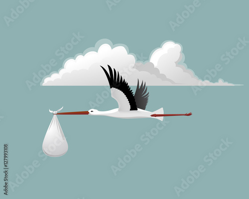 Canvas Print Stork with baby