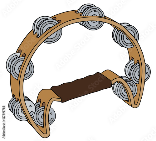 Hand drawing of a wooden tambourine