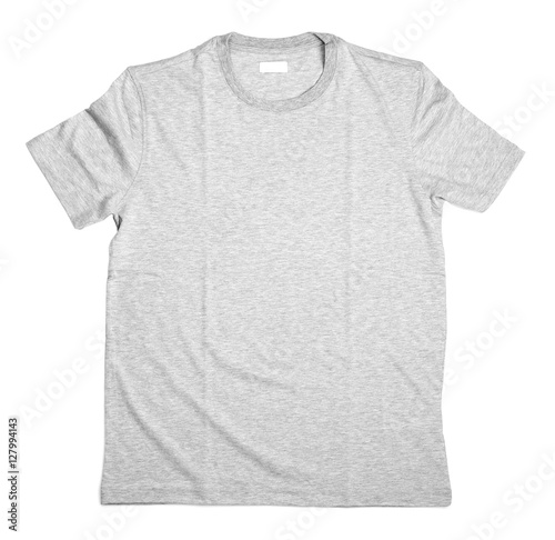 Blank light grey t-shirt on white background