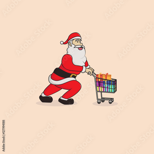 Santa claus pushing a trolley © richard bagus wibowo