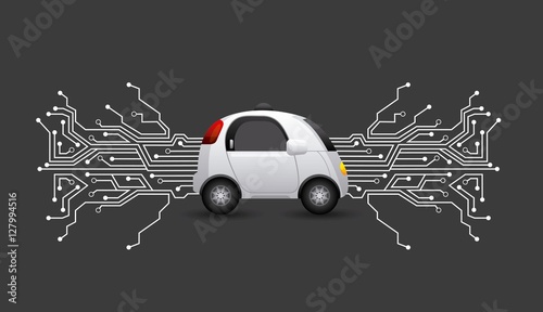 autonomous car vehicle with circuit board  over black background. smart and techonology concept. vector illustration