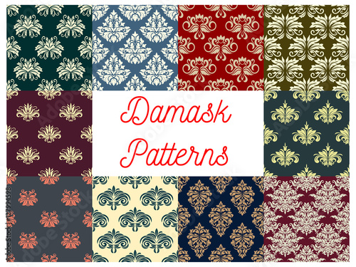 Damask floral seamless pattern of victorian flower