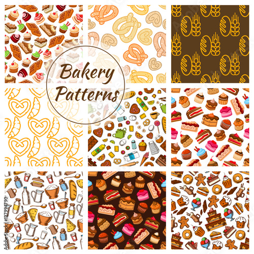 Bakery and pastry seamless pattern background
