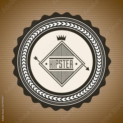 seal stamp with hipster style design over brown design. vector illustraiton