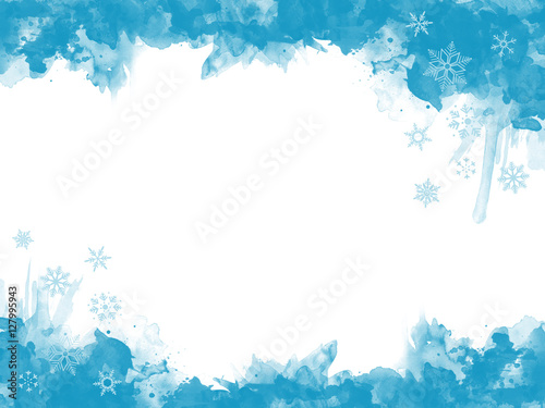 Weihnachtlich winterlicher Rahmen im Wasserfarben Look mit Schneesternen
