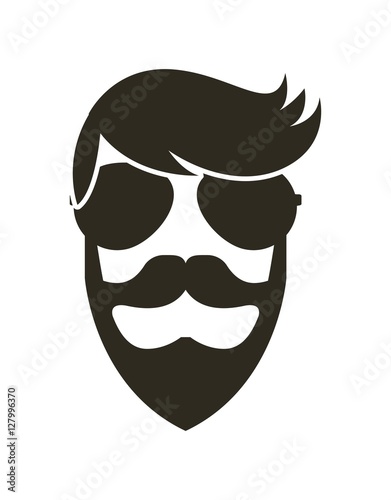 face of men with beard and wearing sunglasses over white background. hipster style. vector illustration