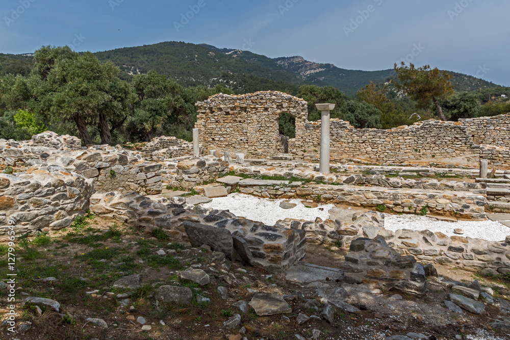 Inside view of  ancient church in Archaeological site of Aliki, Thassos island,  East Macedonia and Thrace, Greece