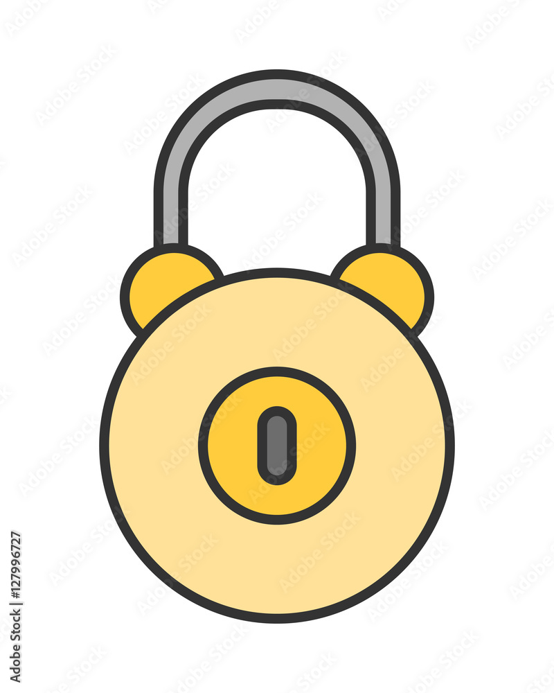 Padlock., lock. Flat colored icon. Object of safety, protection. Padlock., lock. Flat colored icon. Object of safety, protection.