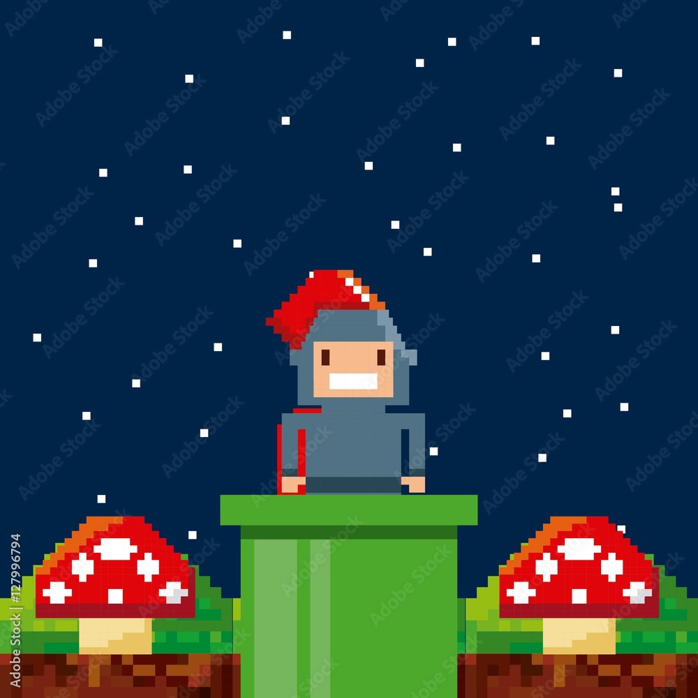 pixel knight character. video game interface design. colorful design. vector illustration pixel knight character. video game interface design. colorful design. vector illustration