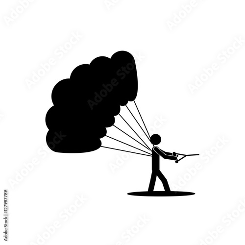 Pictogram practice parachuting icon. Sport hobby people person and human theme. Isolated design. Vector illustration