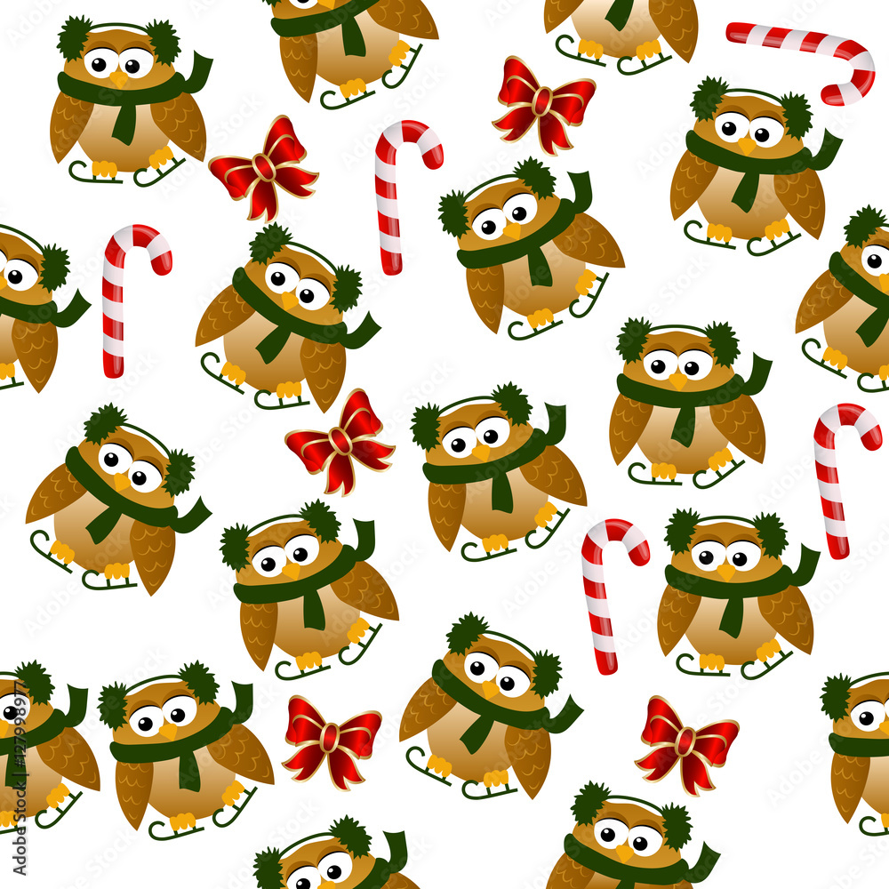 Obraz premium christmas owl in santa hat