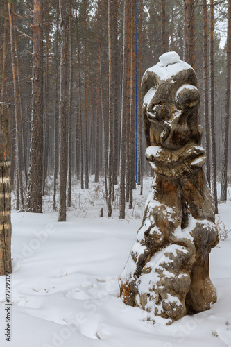 Wood sculpture in the Trans-Baikal National Park. © Julia Mashkova