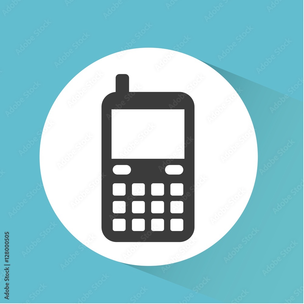 cellphone device with keyboard over white circle and blue background. vector illustration cellphone device with keyboard over white circle and blue background. vector illustration