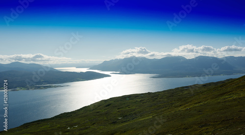 Norway fjord channels landscape background
