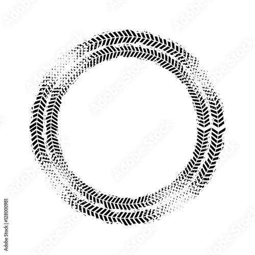 black wheels prints in circle shape over white background. vector illustration