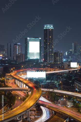 Arial view of Bangkok city with main traffic and express way at