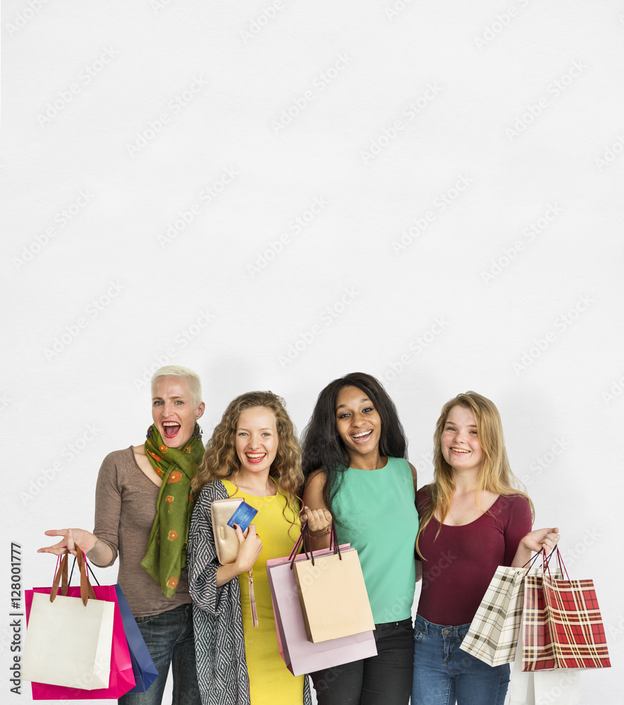 Women Shopping Spending Consumerism Shopaholic Concept Women Shopping Spending Consumerism Shopaholic Concept