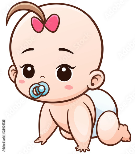 Vector Illustration of Cartoon Baby learn to crawl