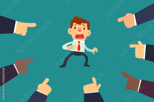 Businessman With Fingers Pointing At Him