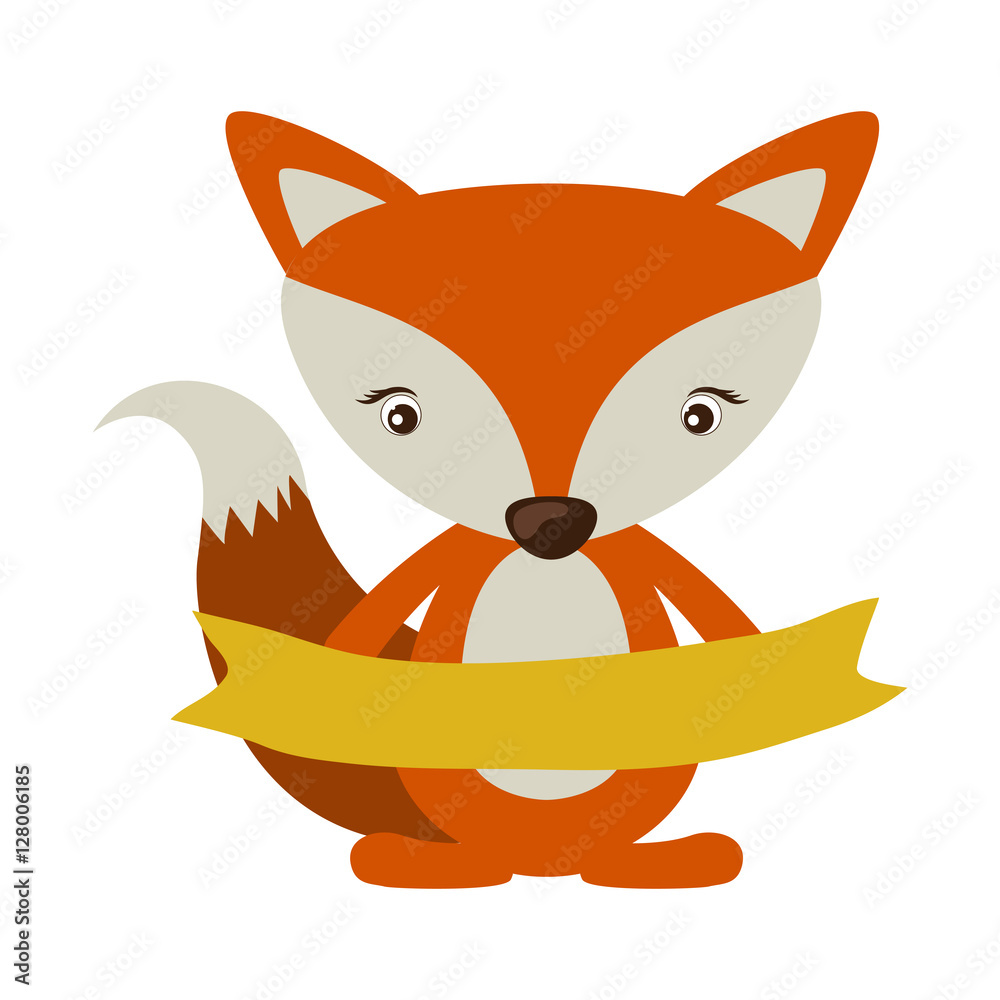 Obraz premium Fox cartoon icon. Animal cute adorable creature and friendly theme. Isolated design. Vector illustration