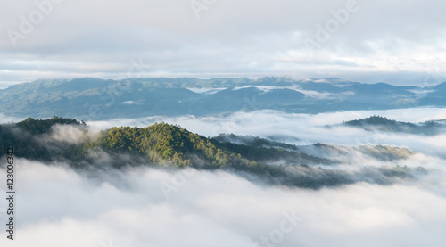 Landscape of moving mist in the mountain and hill. View point of mountain at Doi-Montngo  Chiang Mai    Thailand