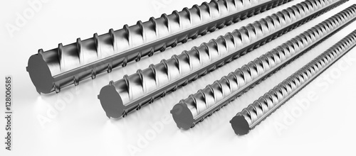 Reinforcement bars on white background. 3D rendering