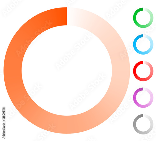 Fading circle preloader, progress indicator elements (6 colors)