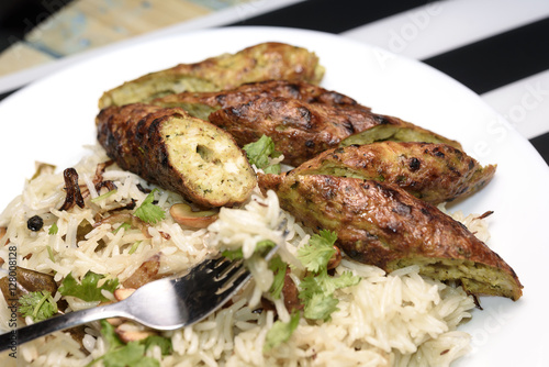 Chicken kabab with rice