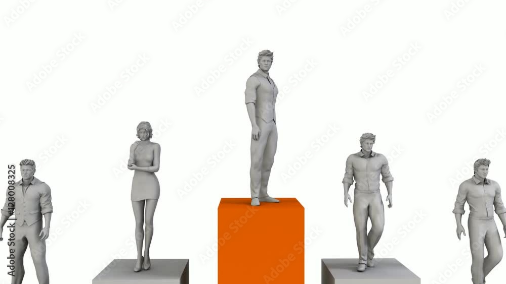 People Standing on Financial Bar Graph Chart People Standing on Financial Bar Graph Chart