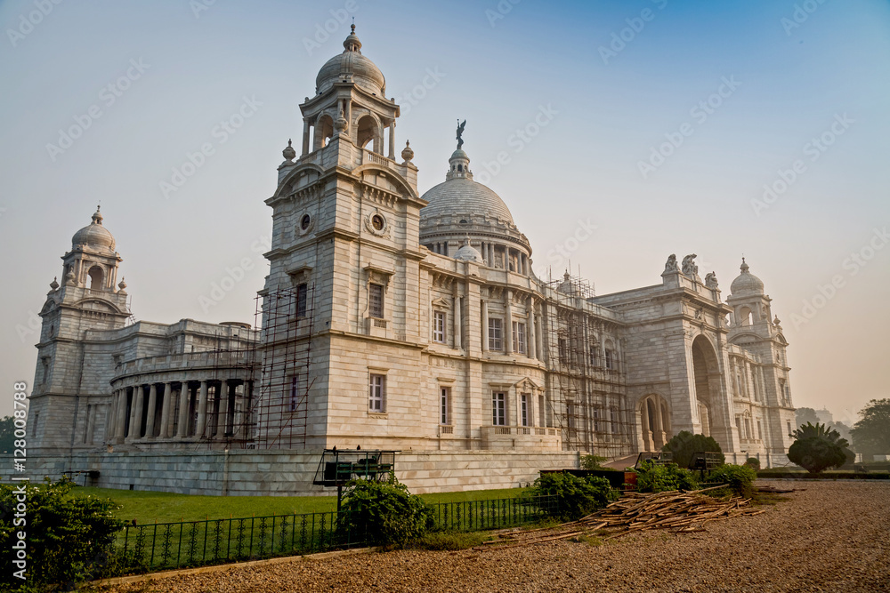 Historic Victoria Memorial architectural building and museum at Kolkata, India.