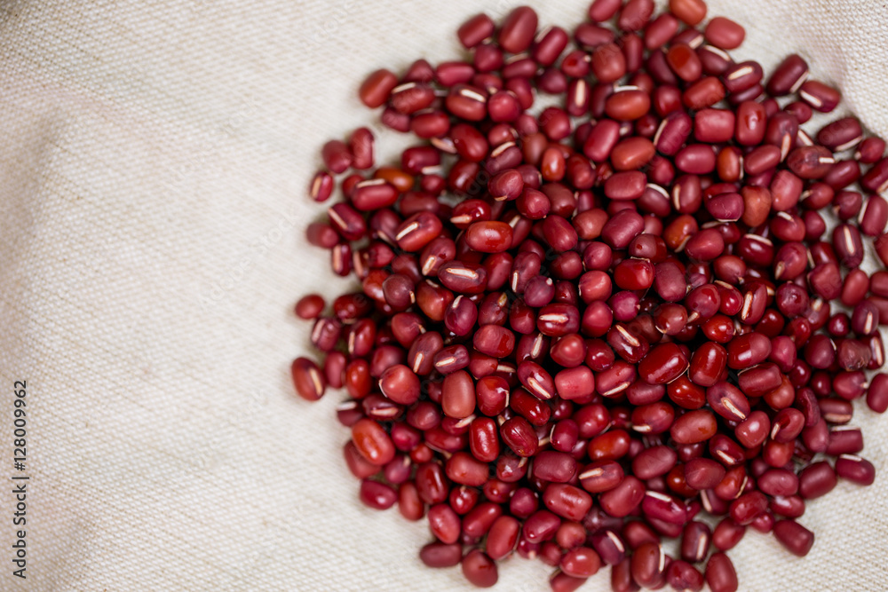 azuki beans , red beans on linen. azuki beans , red beans on linen.