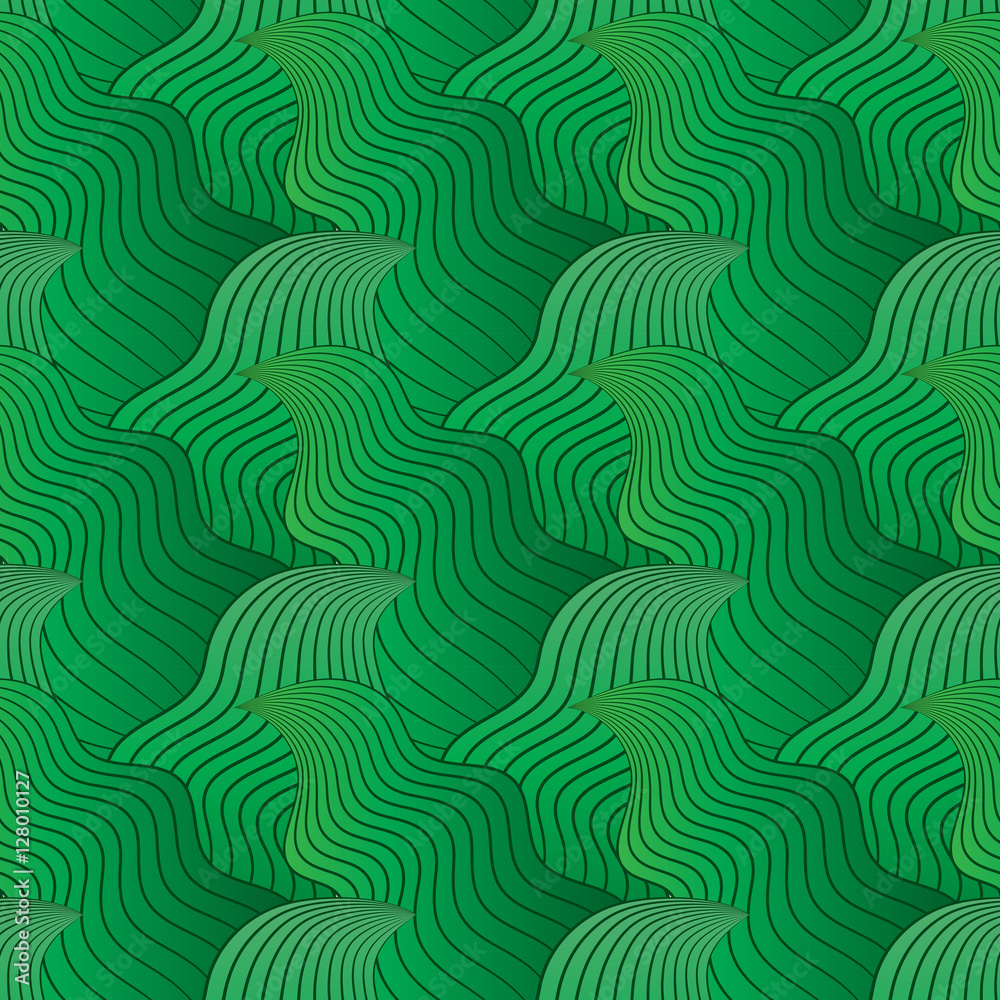 Color seamless abstract hand-drawn pattern, waves background