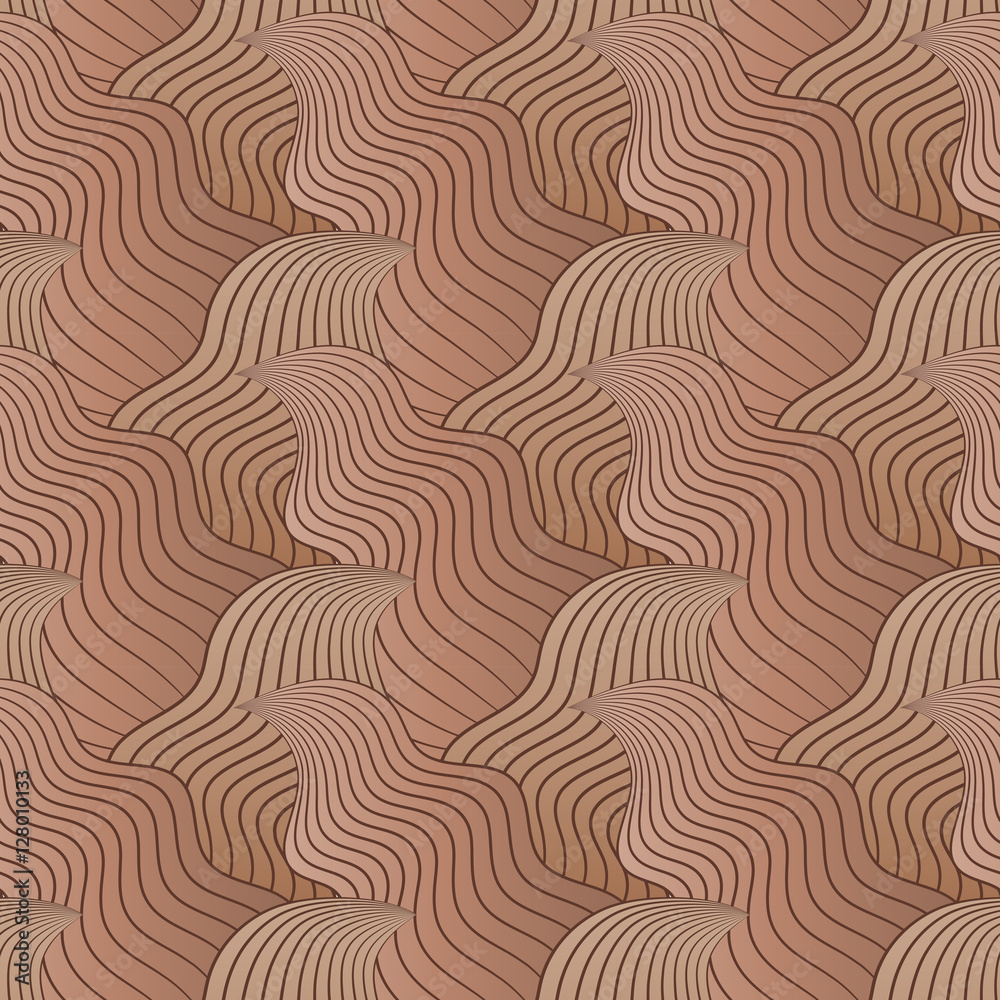 Color seamless abstract hand-drawn pattern, waves background