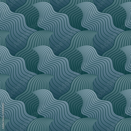 Color seamless abstract hand-drawn pattern, waves background