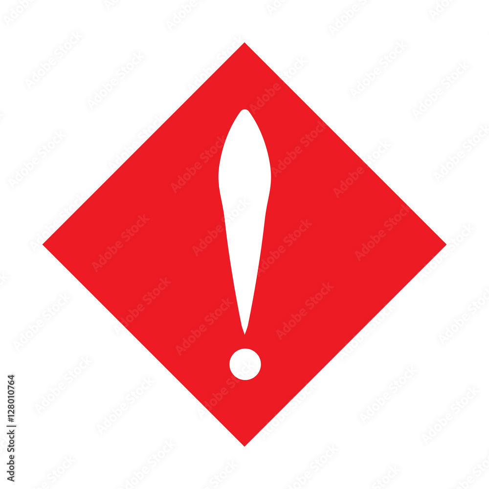 White exclamation mark in red square. Vector icon. Flat design style White exclamation mark in red square. Vector icon. Flat design style
