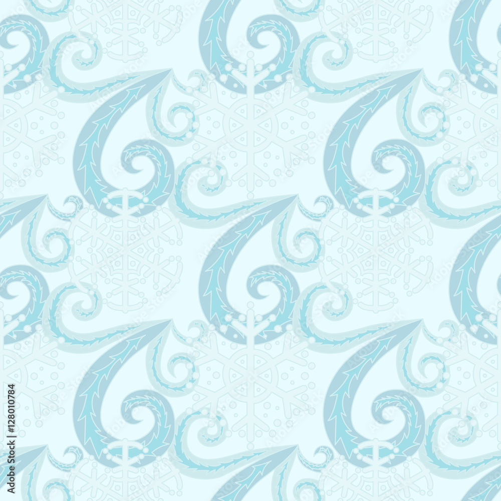 Fototapeta premium Seamless winter pattern with frozen curls.