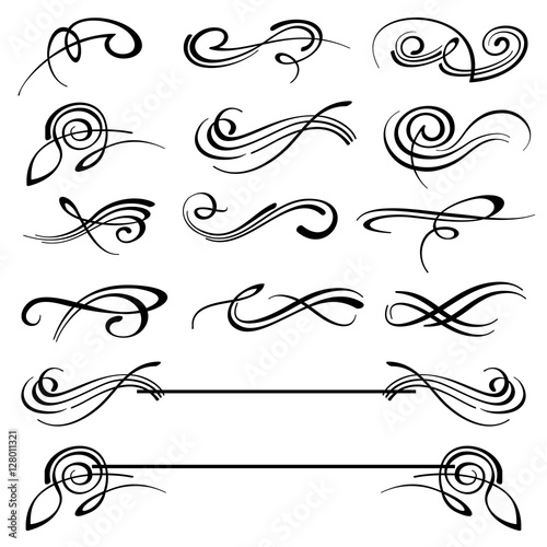 Calligraphy swirls ornate flourish vector decoration set