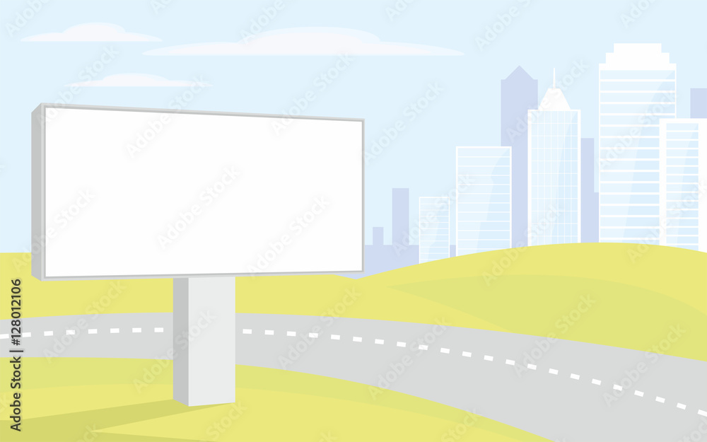 Φωτογραφία The image of the Billboard on the background of a modern  city